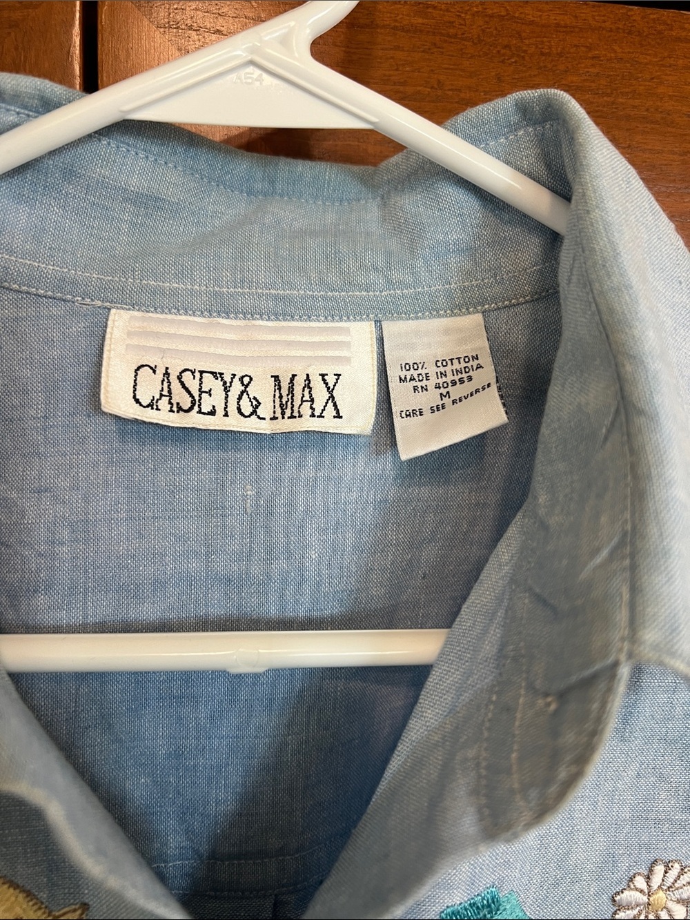 Casey & Max Light Blue Embroidered Button-Up Shirt - Picture 2 of 11